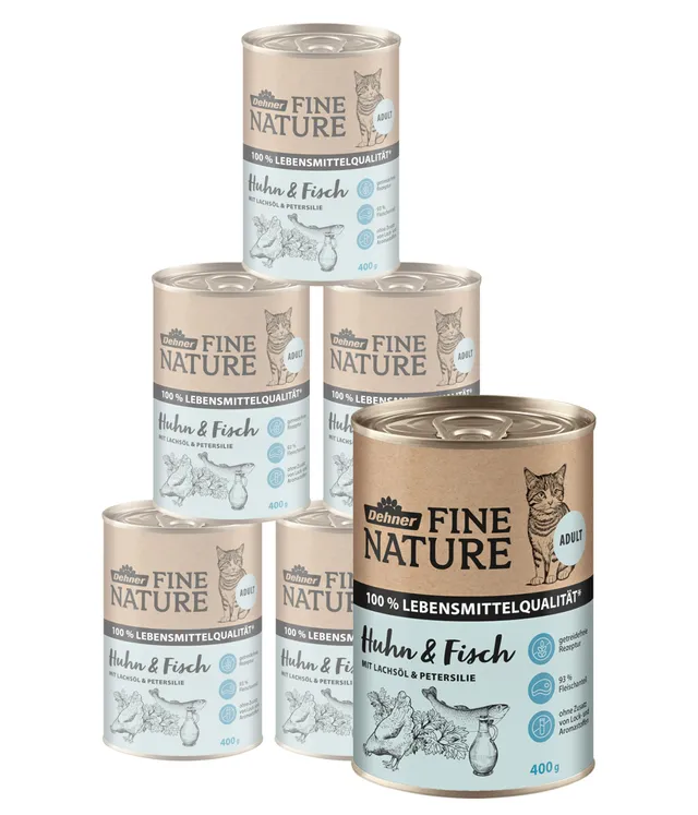 dehner-fine-nature-adult-nassfutter-huhn-fisch-6x400-g-getreidefrei image 1