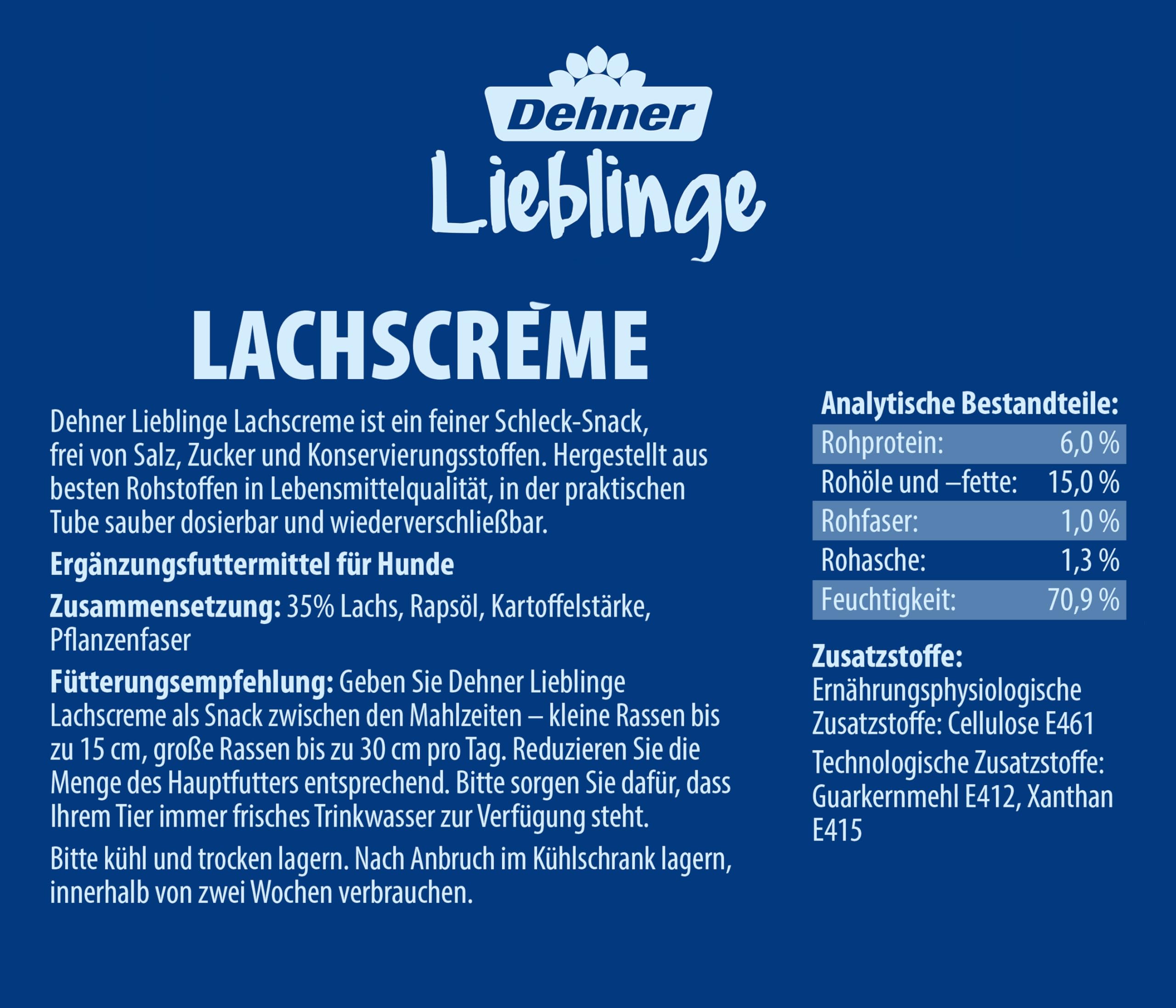 dehner-lieblinge-hundesnack-lachscreme-6x75g-tube-zuckerfrei image 2