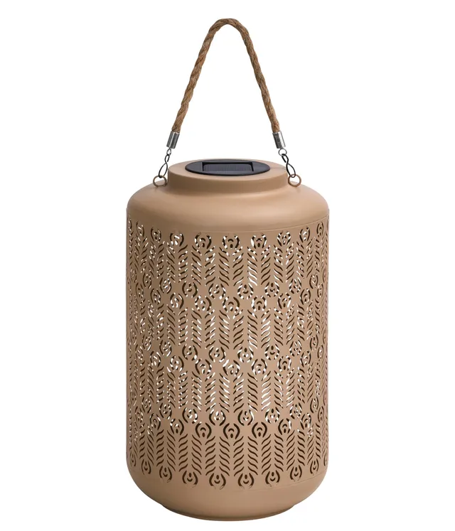 dehner-chiara-solar-laterne-beige-warmwei-20x35cm-6h image 1