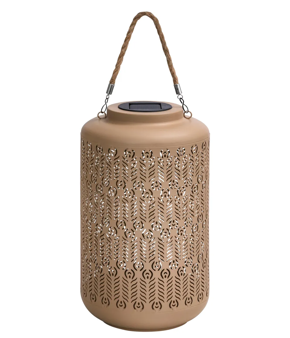 dehner-chiara-solar-laterne-beige-warmwei-20x35cm-6h image 1