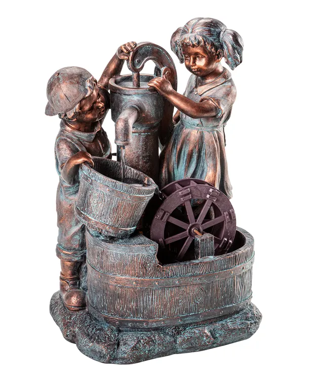 dehner-gartenbrunnen-lea-und-leon-led-6-l-polyresin image 1