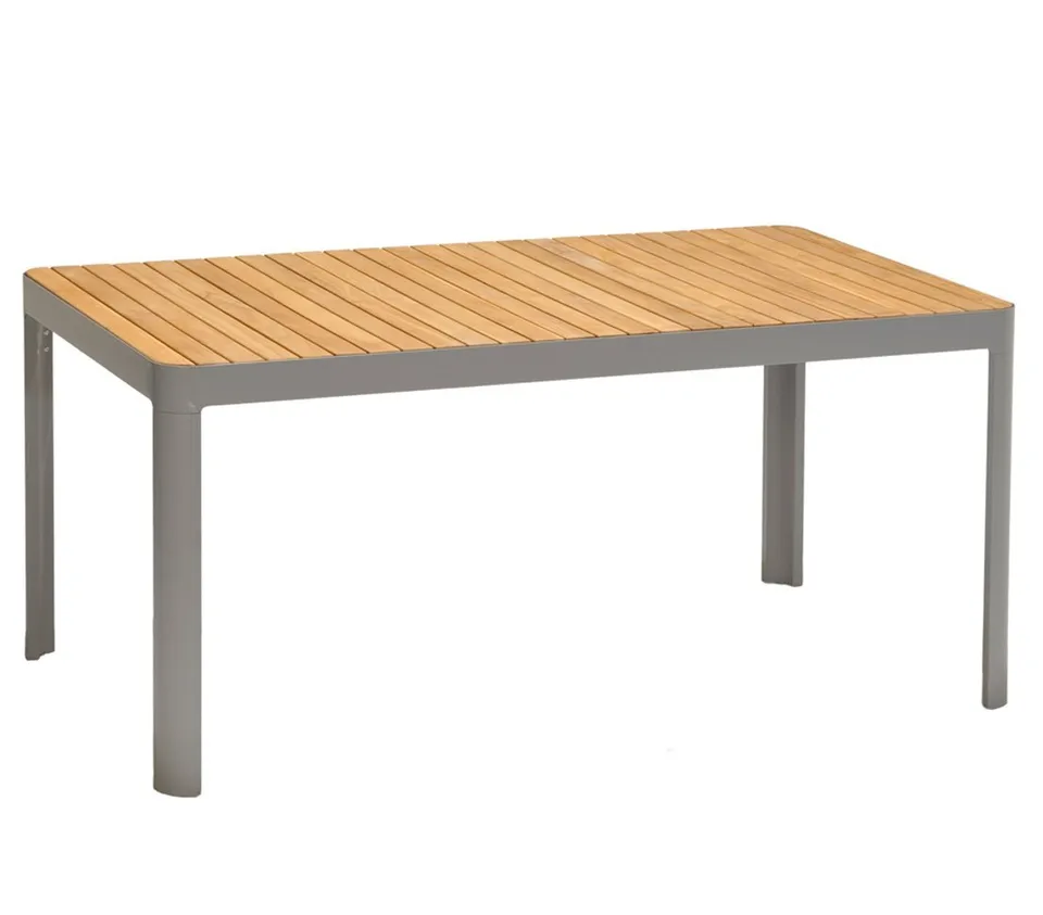 dehner-bergen-gartentisch-161-cm-teak-alu-grau image 1