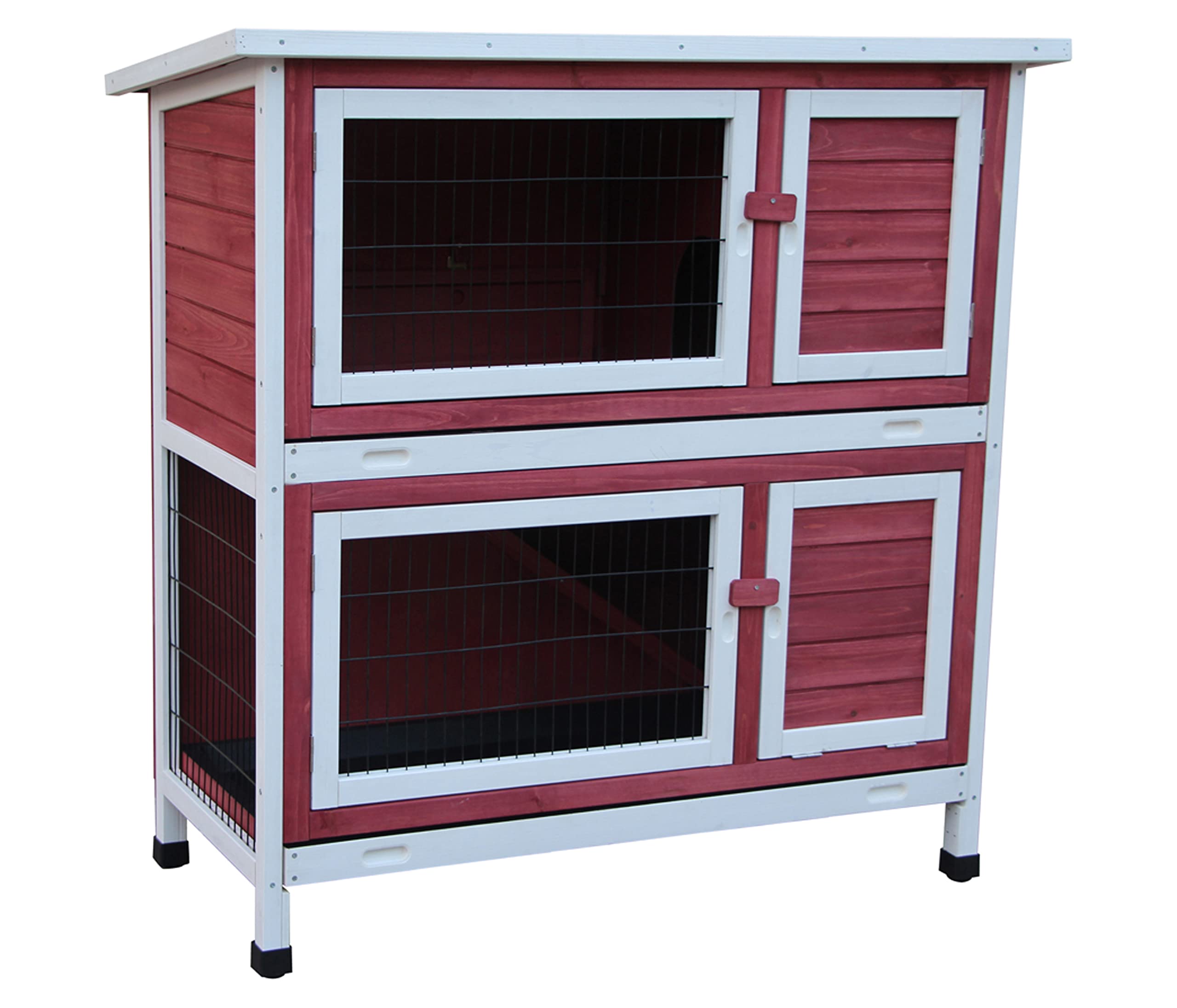dehner-landhaus-kaninchenstall-rot-wei-116x57x114-cm image 1