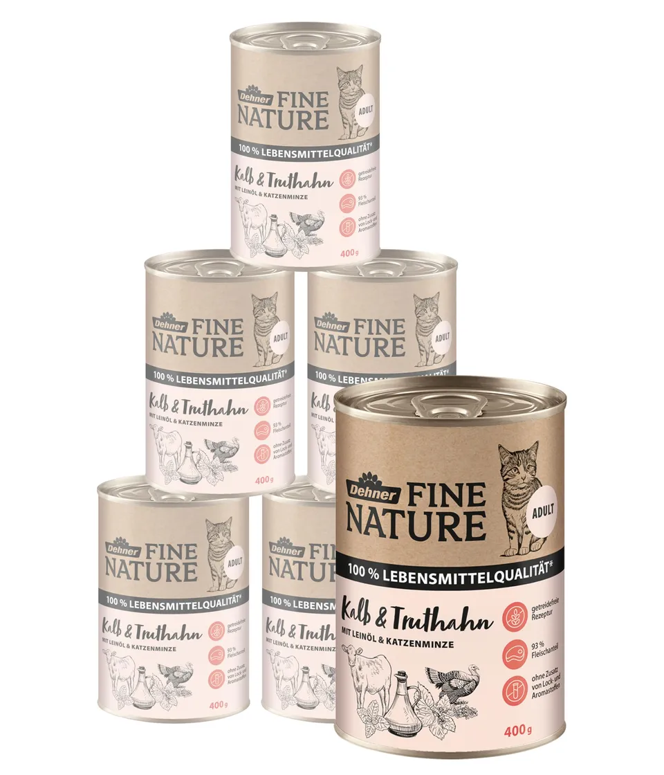dehner-fine-nature-adult-nassfutter-kalb-truthahn-6x400-g image 1