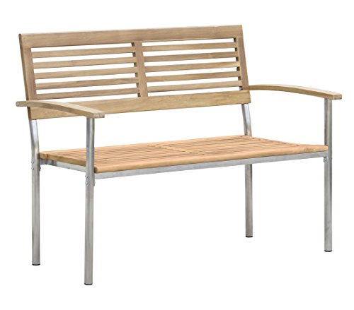 dehner-marseilles-gartenbank-2-sitzer-125-cm-teak-edelstahl image 4