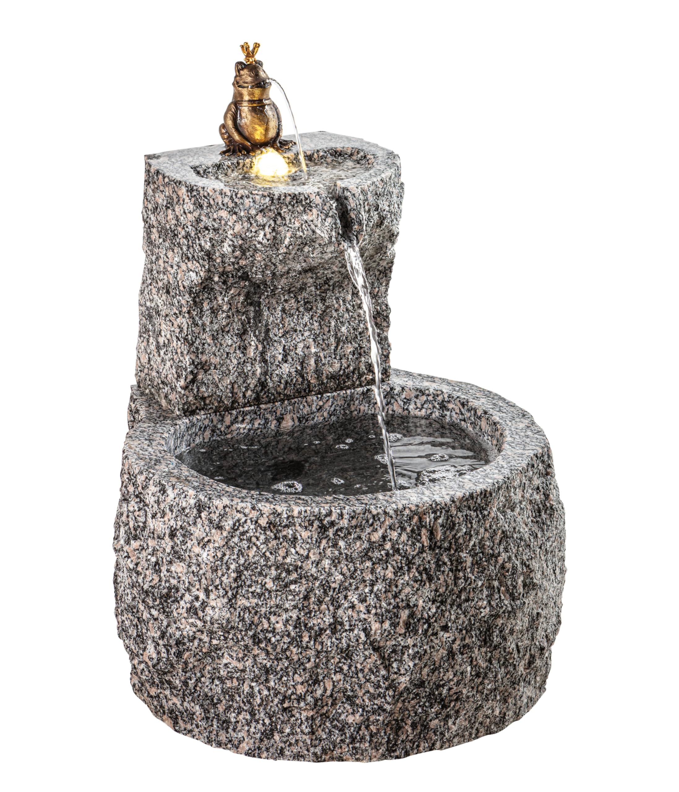 dehner-froschk-nig-gartenbrunnen-grau-50-cm-mit-led image 1