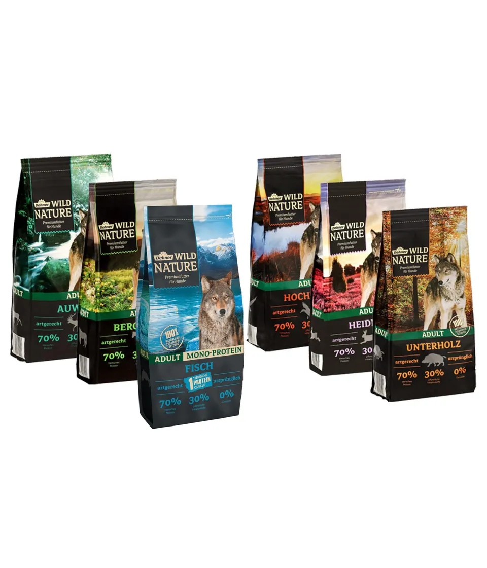 dehner-wild-nature-probier-set-hundefutter-trocken-getreidefrei-6x1-kg image 1