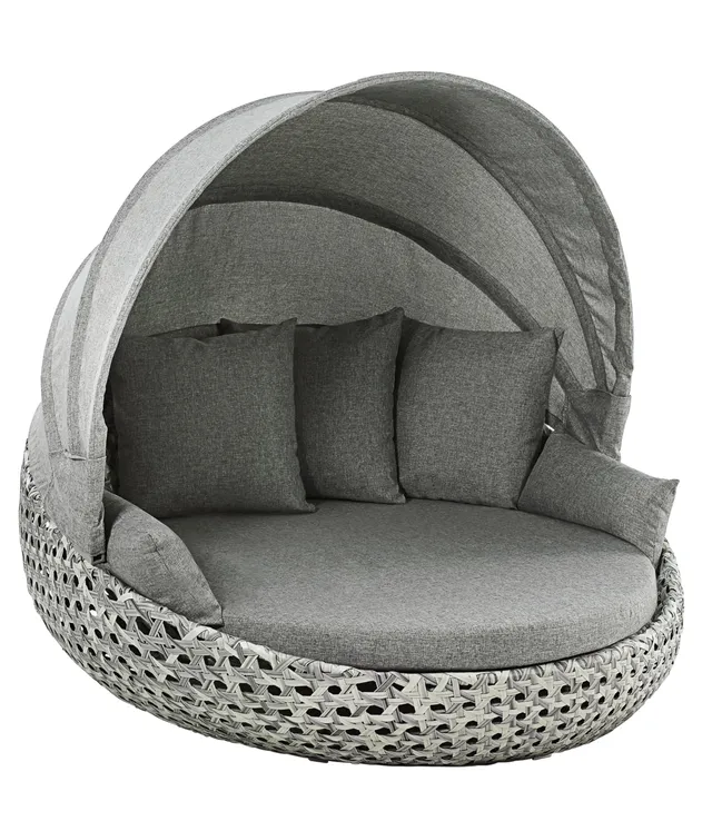 dehner-miami-sunlounger-220cm-grau-wei-mit-faltdach image 1