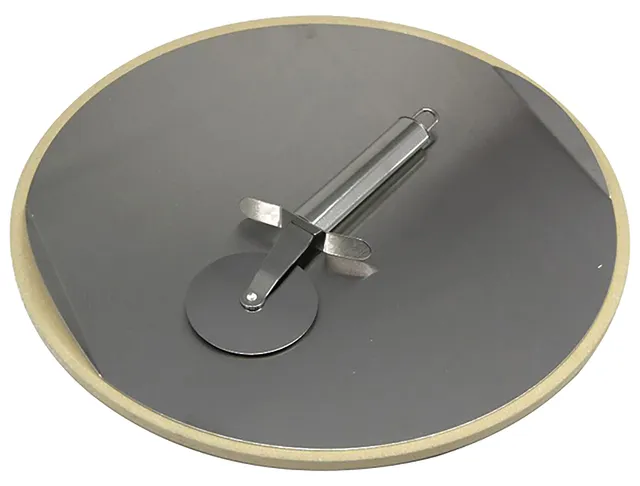 dehner-pizzastein-33-cm-mit-pizzaschneider-edelstahl image 1