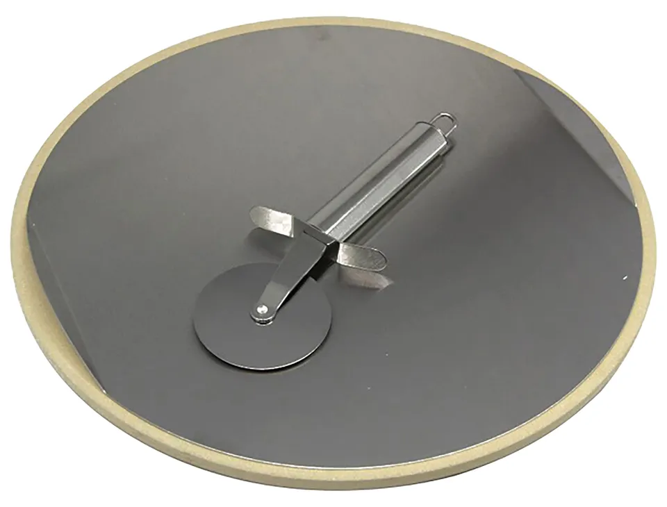 dehner-pizzastein-33-cm-mit-pizzaschneider-edelstahl image 1