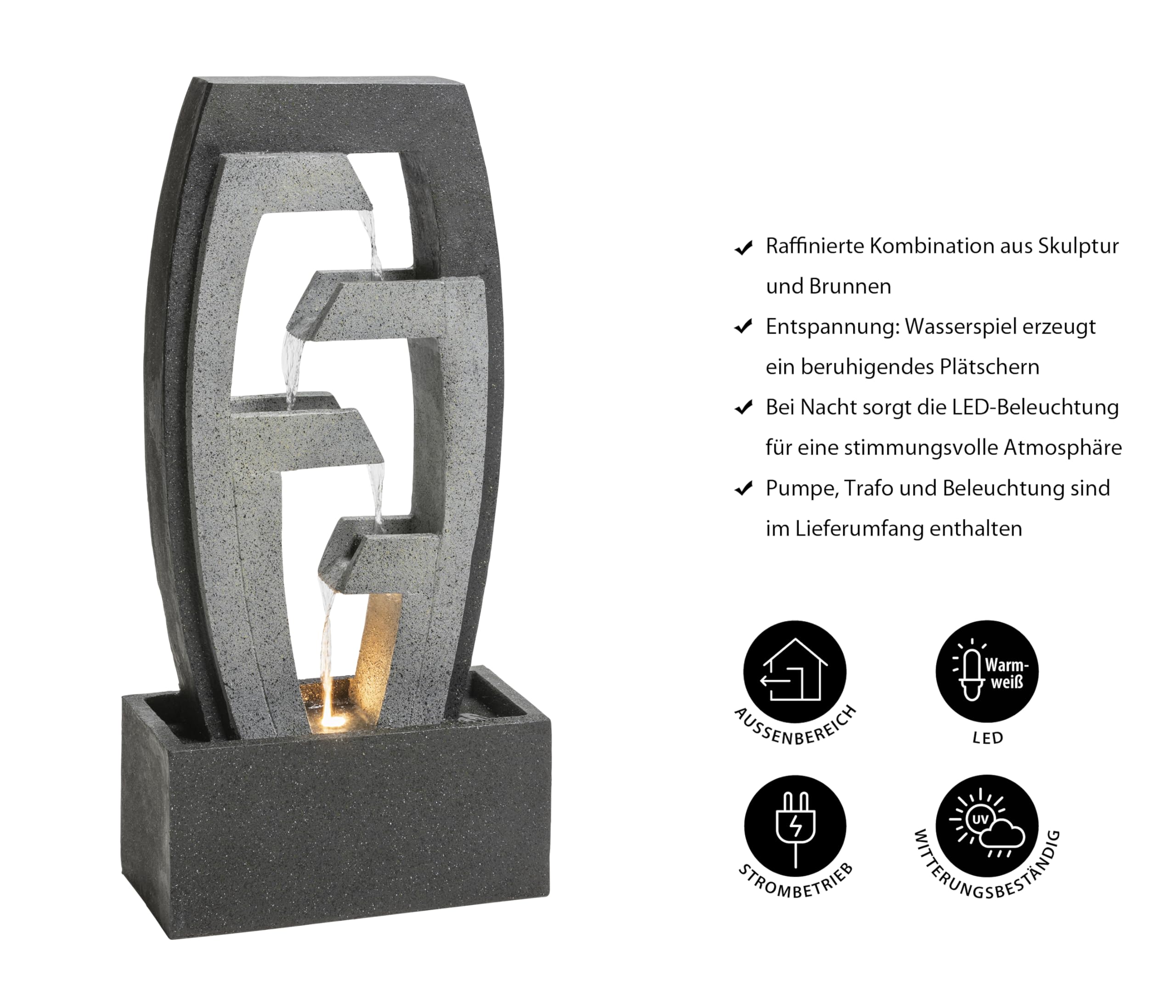 dehner-tokio-gartenbrunnen-polyresin-grau-schwarz-led image 2