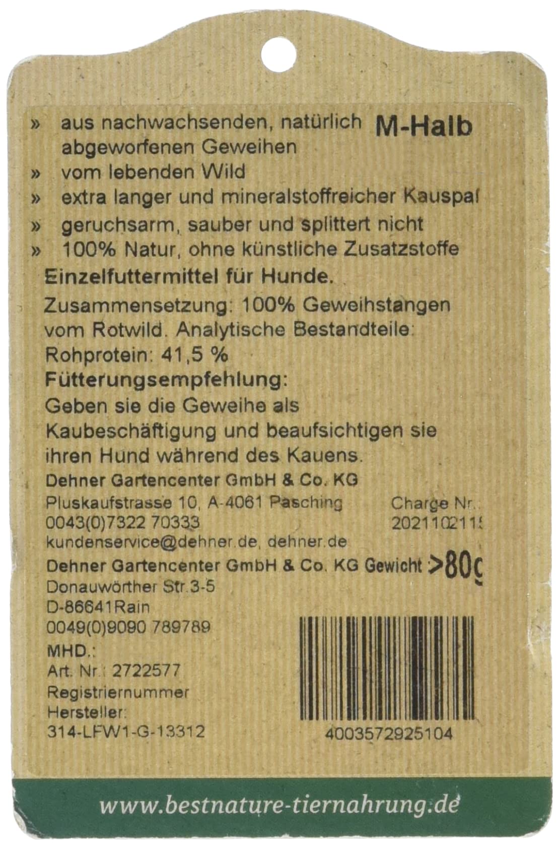 dehner-best-nature-hundesnack-rothirsch-geweih-halb-m image 2