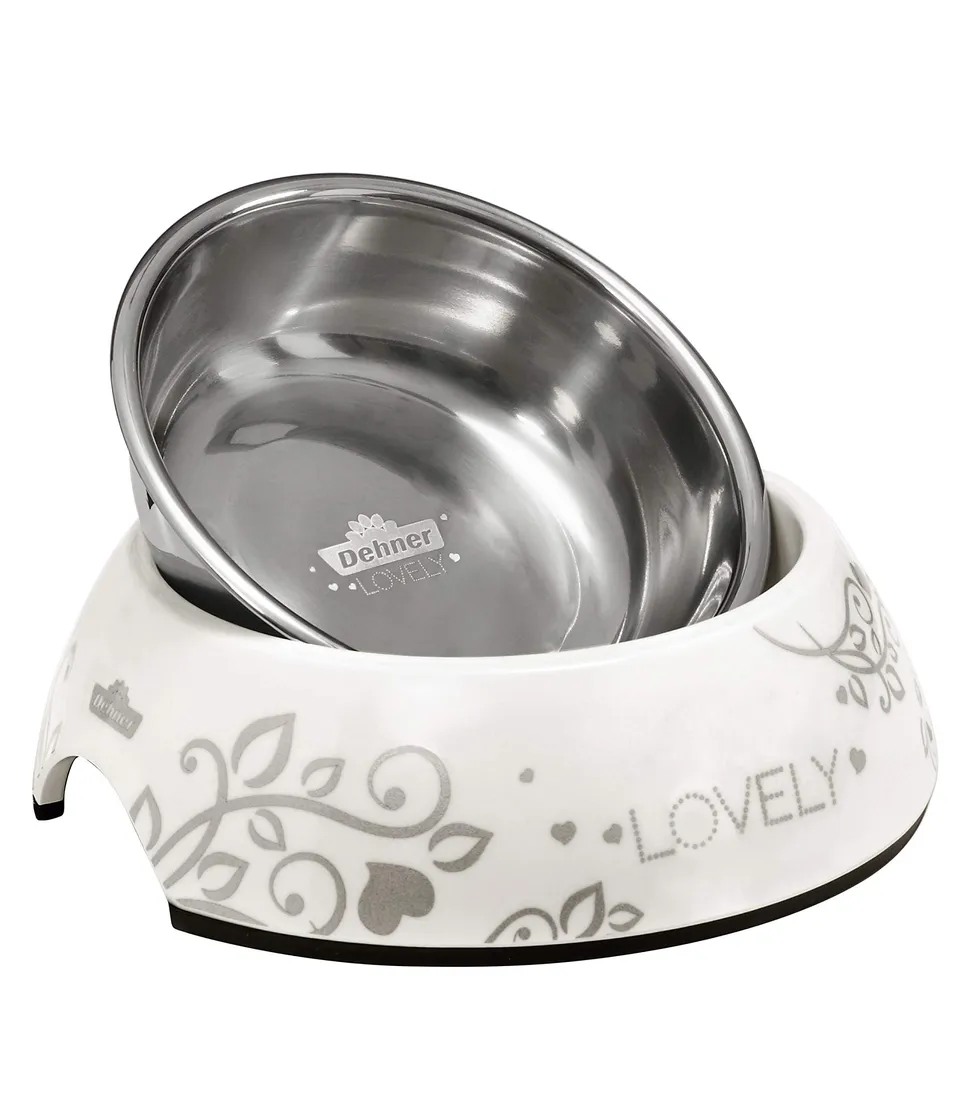 dehner-premium-lovely-katzennapf-edelstahl-160-ml-wei image 1