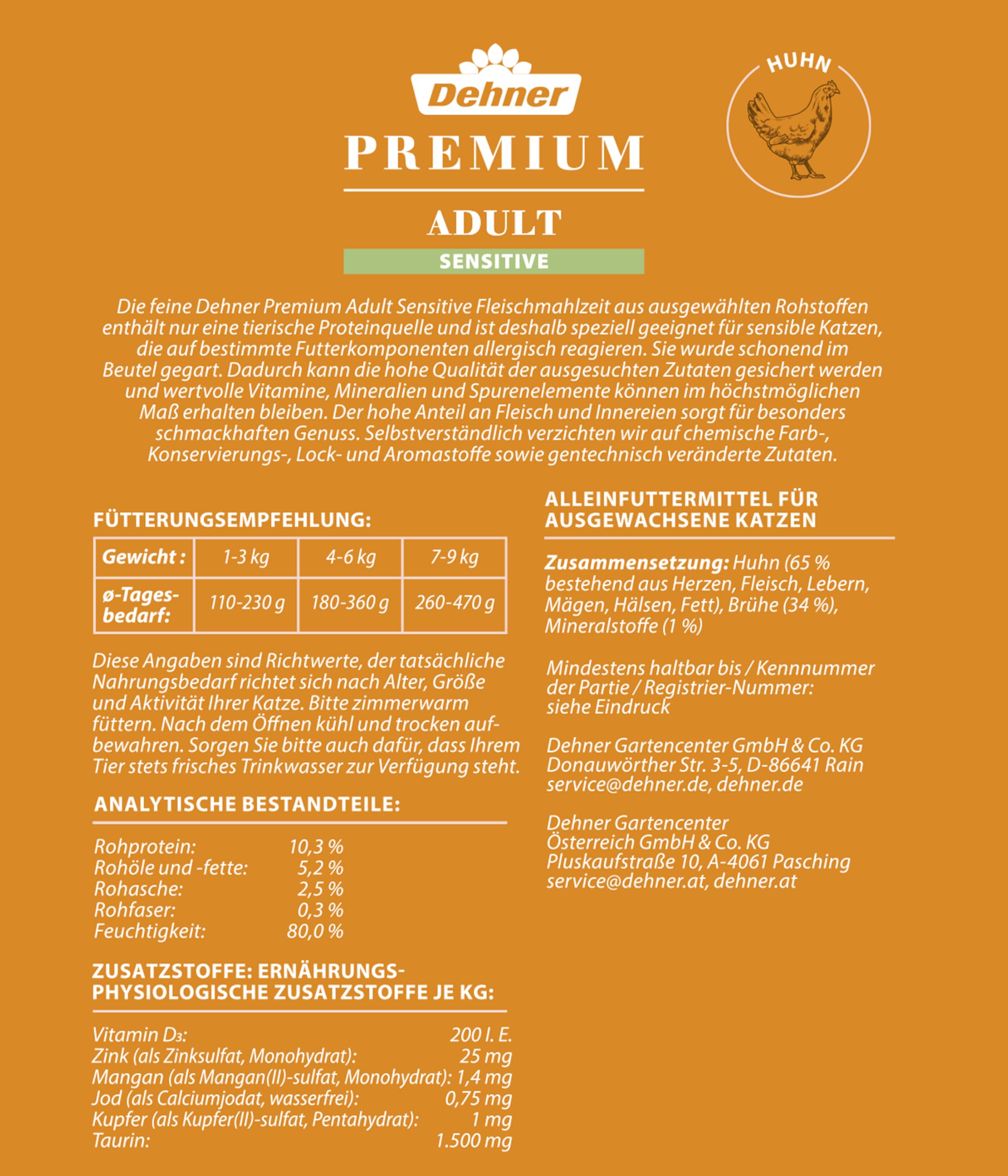dehner-premium-sensitiv-nassfutter-katze-huhn-12x100g image 2