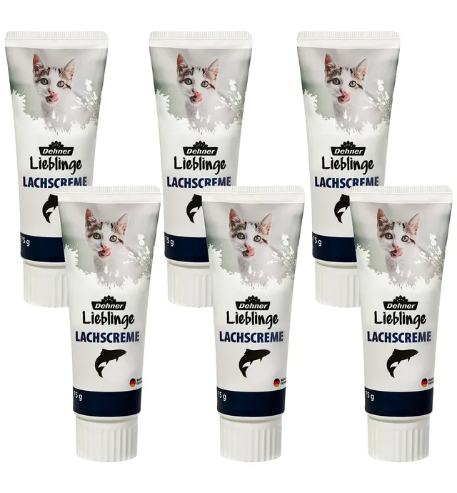 dehner-lieblinge-katzensnack-lachscreme-6x75g-zuckerfrei image 1