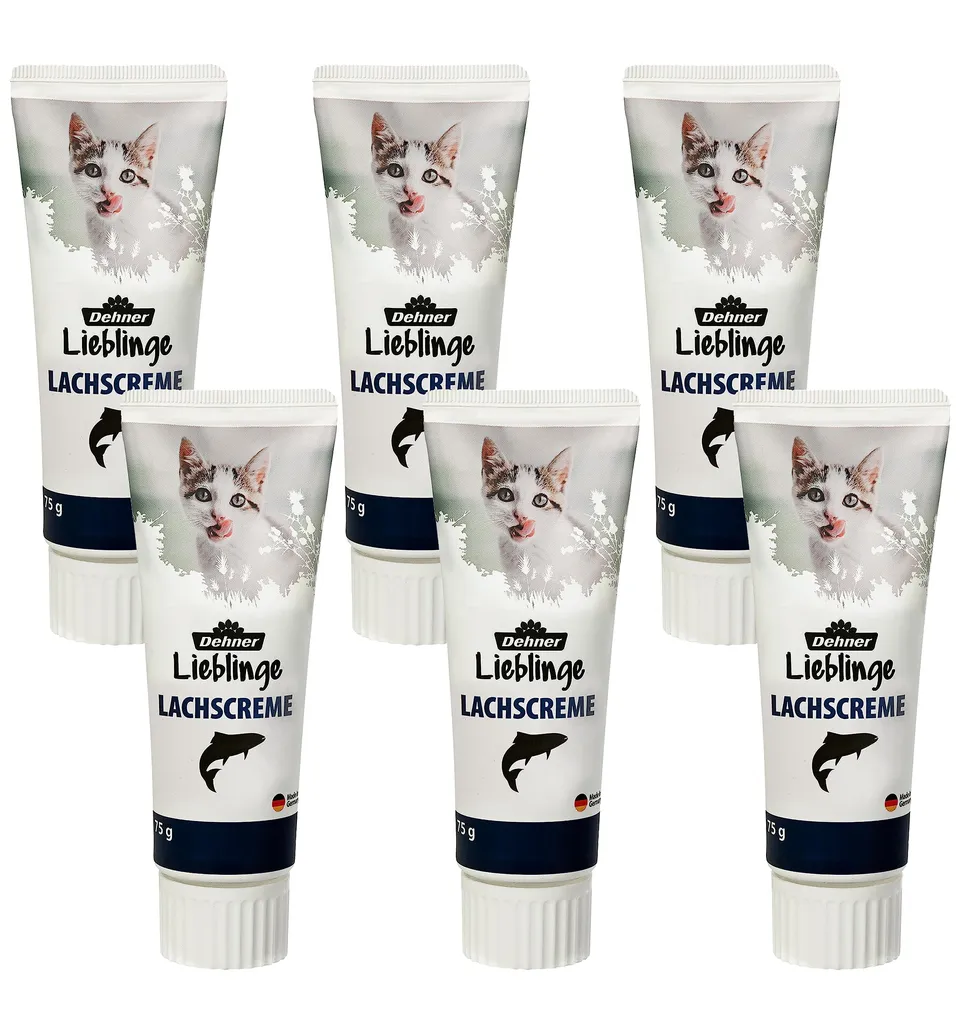 dehner-lieblinge-katzensnack-lachscreme-6x75g-zuckerfrei image 1