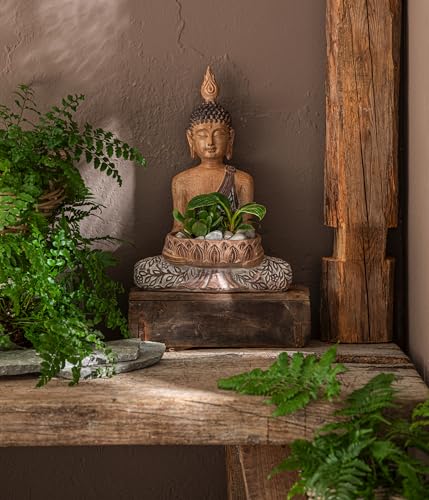 dehner-buddha-gartenfigur-mit-pflanzschale-holzoptik-41-cm image 4