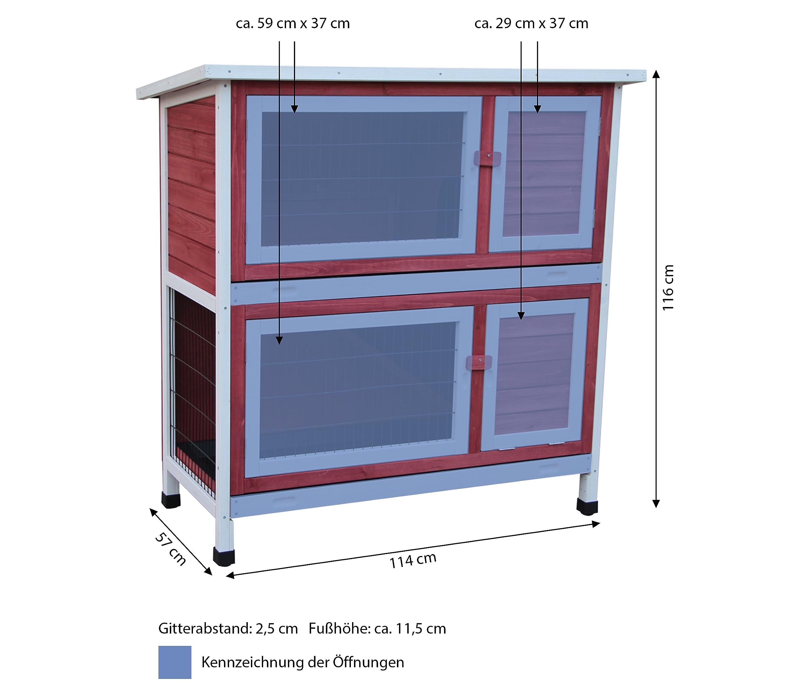 dehner-landhaus-kaninchenstall-rot-wei-116x57x114-cm image 3