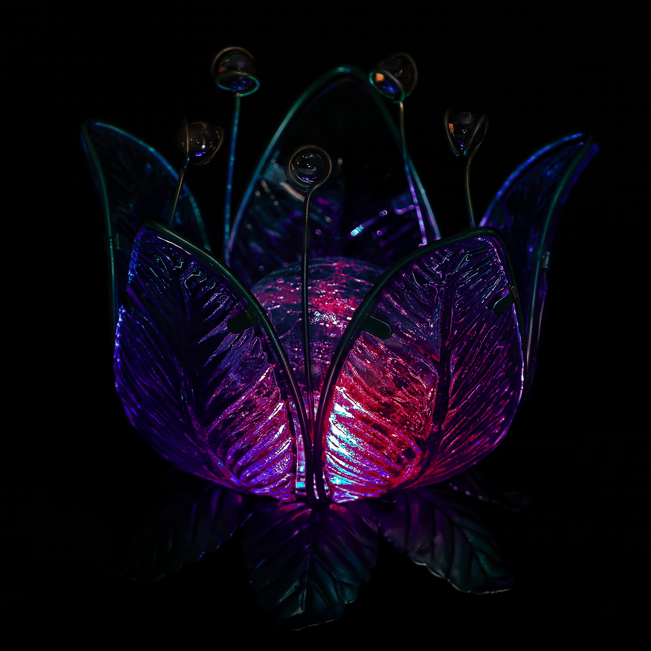 dehner-solarleuchte-lotus-gartenleuchte-blau-metall image 3