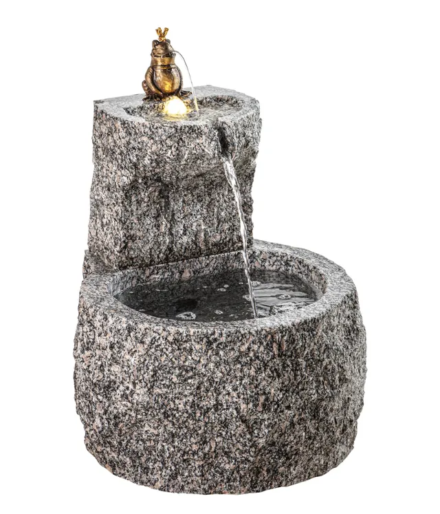 dehner-froschk-nig-gartenbrunnen-grau-50-cm-mit-led image 1