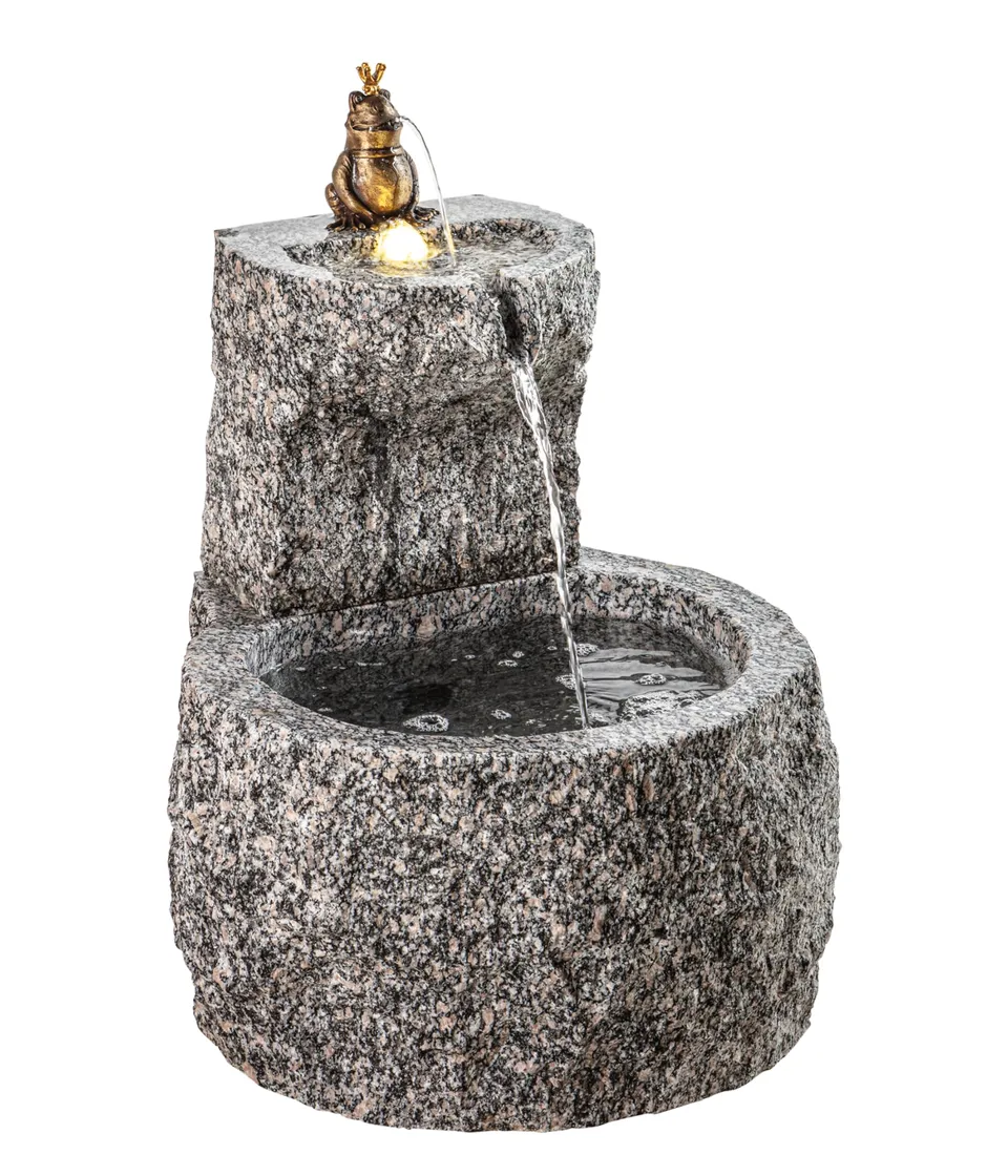 dehner-froschk-nig-gartenbrunnen-grau-50-cm-mit-led image 1