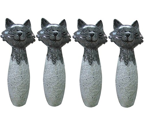dehner-zaunfigur-kater-gartenfigur-grau-4er-set-polyresin image 3