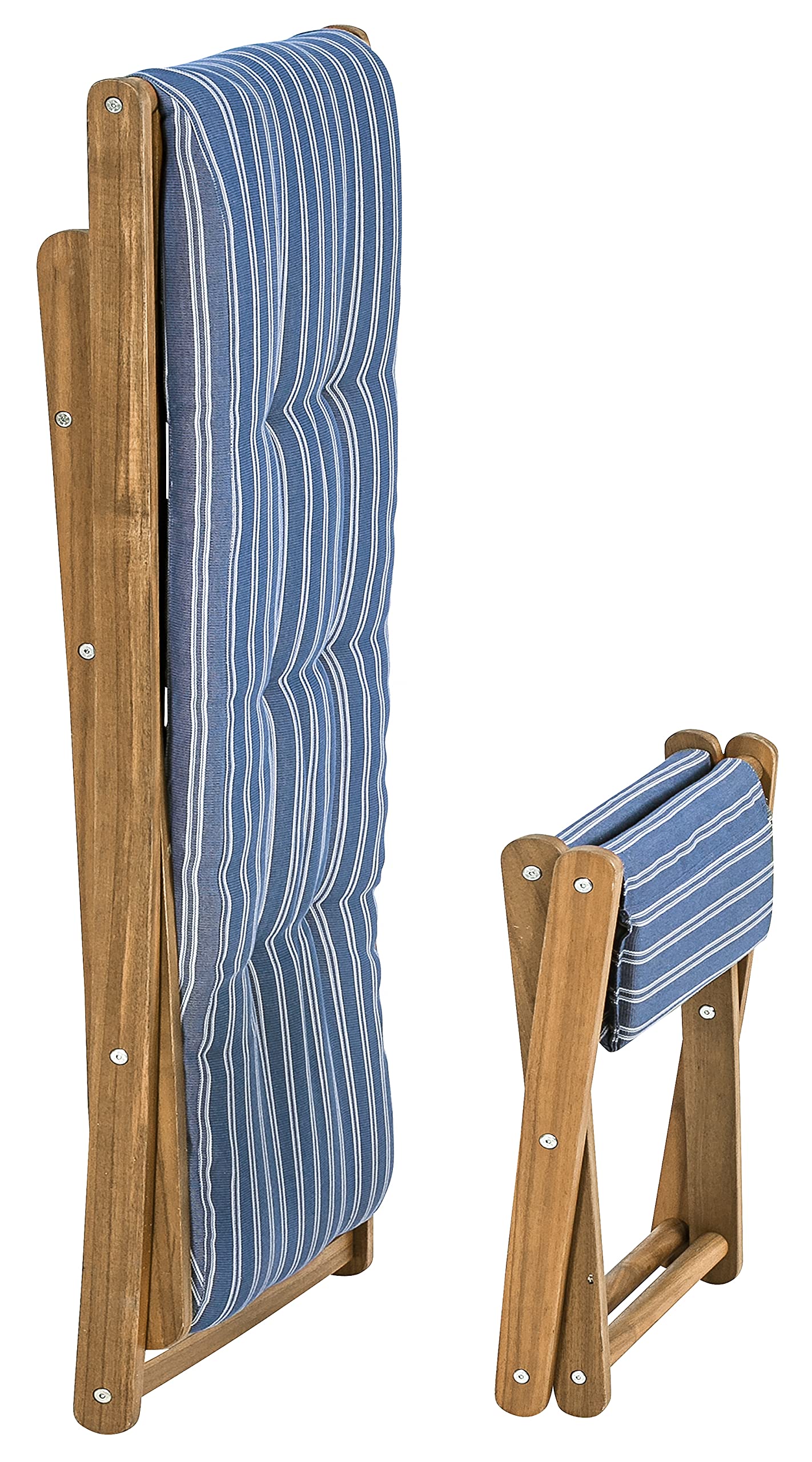 dehner-macao-strandstuhl-mit-hocker-akazienholz-blau-wei image 4