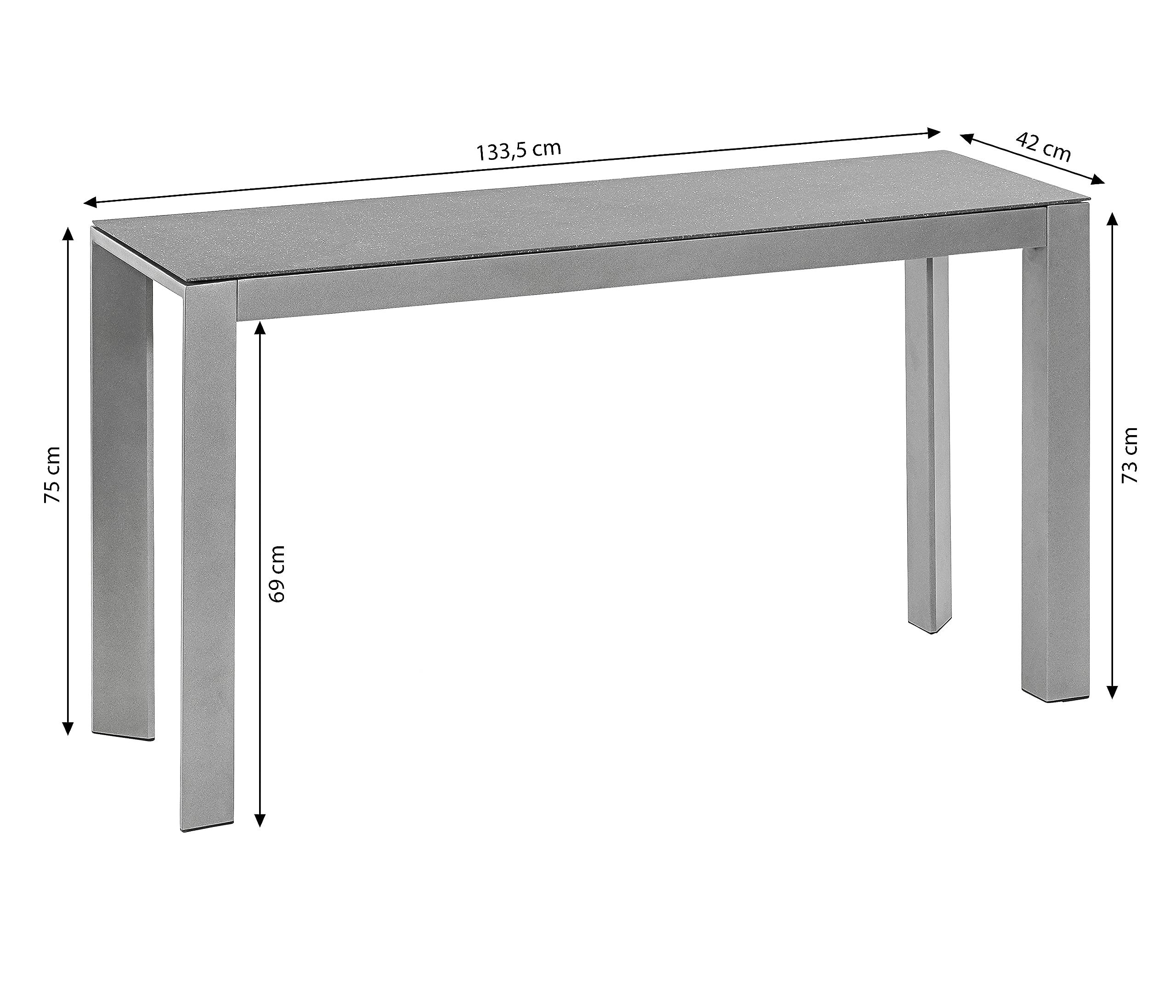 dehner-chicago-tisch-schmal-aluminium-grau-133x42-cm image 2
