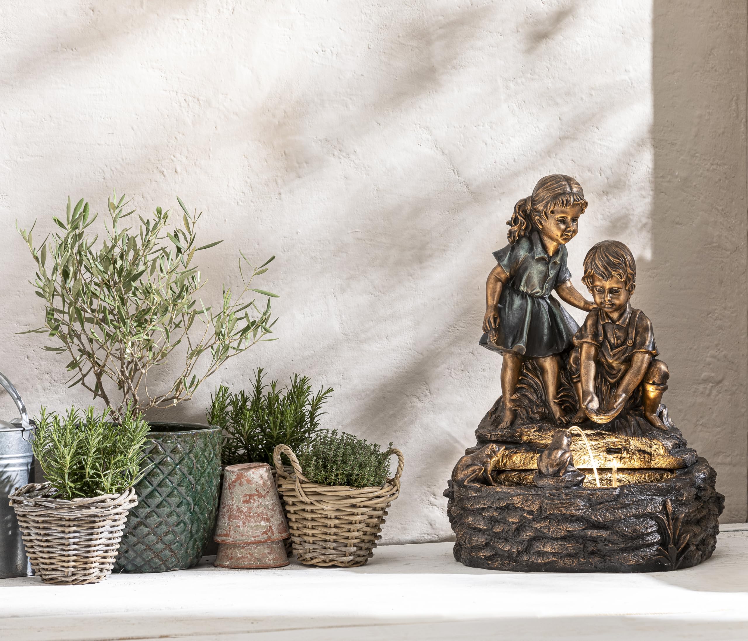 dehner-amici-gartenbrunnen-solar-led-bronze-66x48x39cm image 6