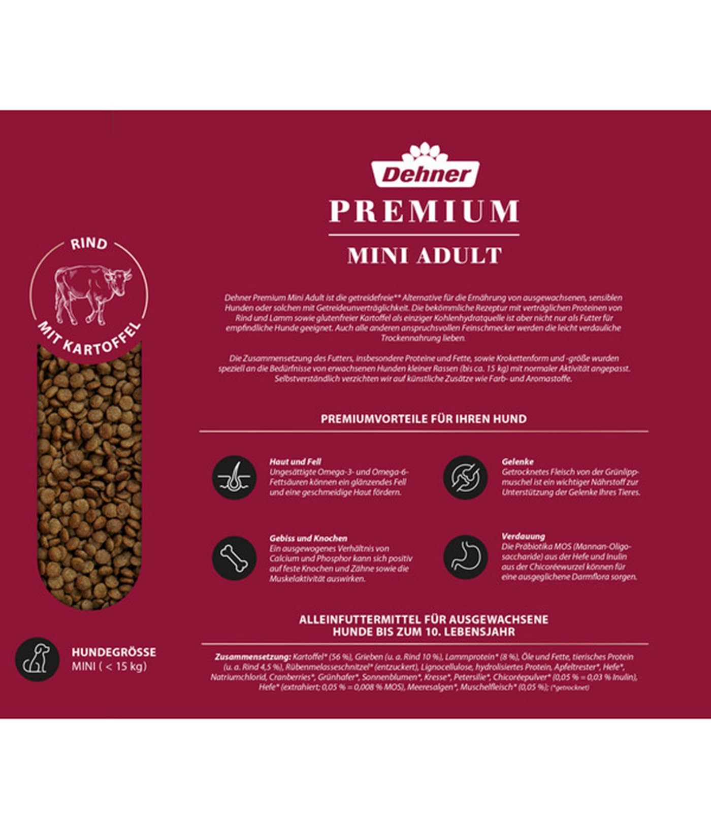dehner-premium-mini-adult-trockenfutter-rind-lamm-8-kg-getreidefrei image 5