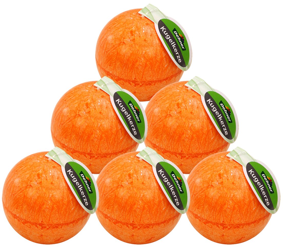 dehner-kugelkerze-8-cm-kerze-orange-6er-set-stearin-rustikal image 1