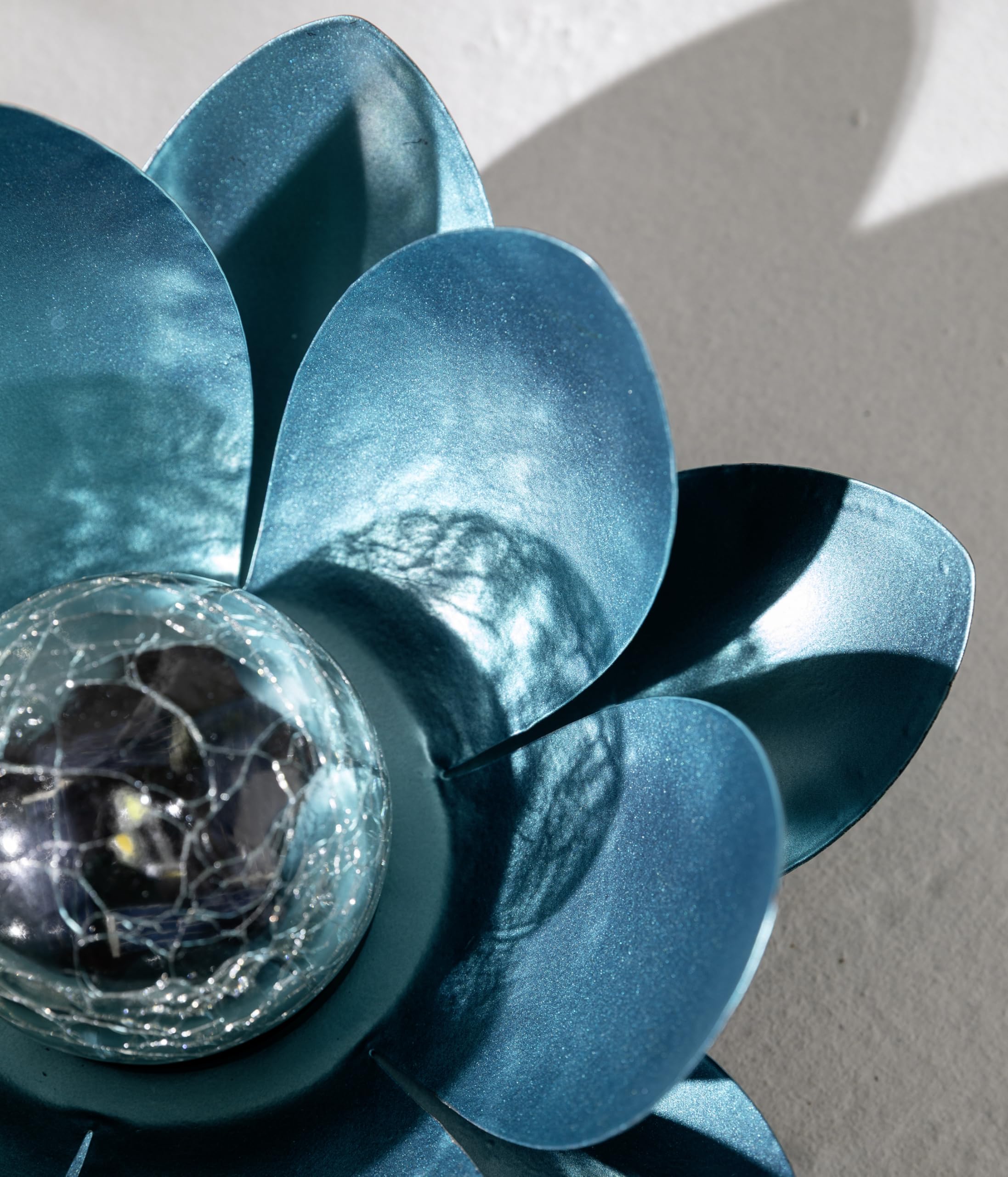 dehner-solarleuchte-lotus-metall-silber-blau-27-5-cm image 5