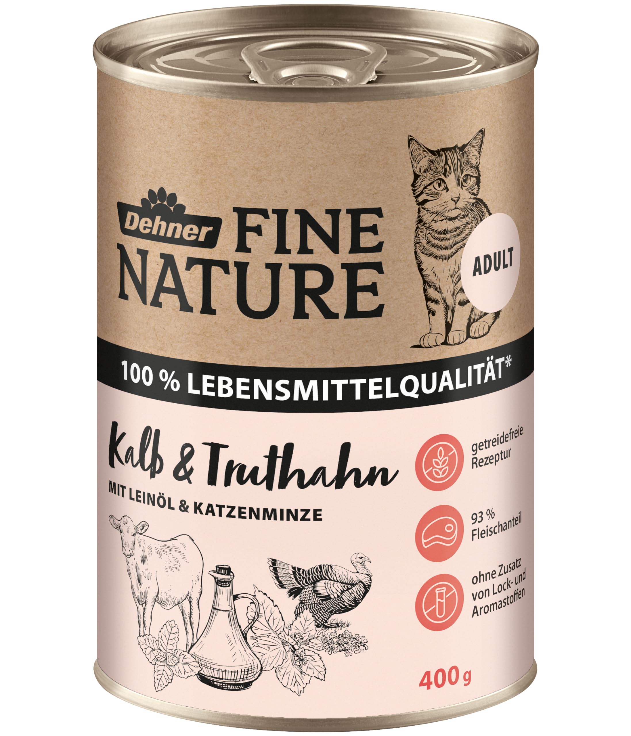 dehner-fine-nature-adult-nassfutter-kalb-truthahn-6x400-g image 2