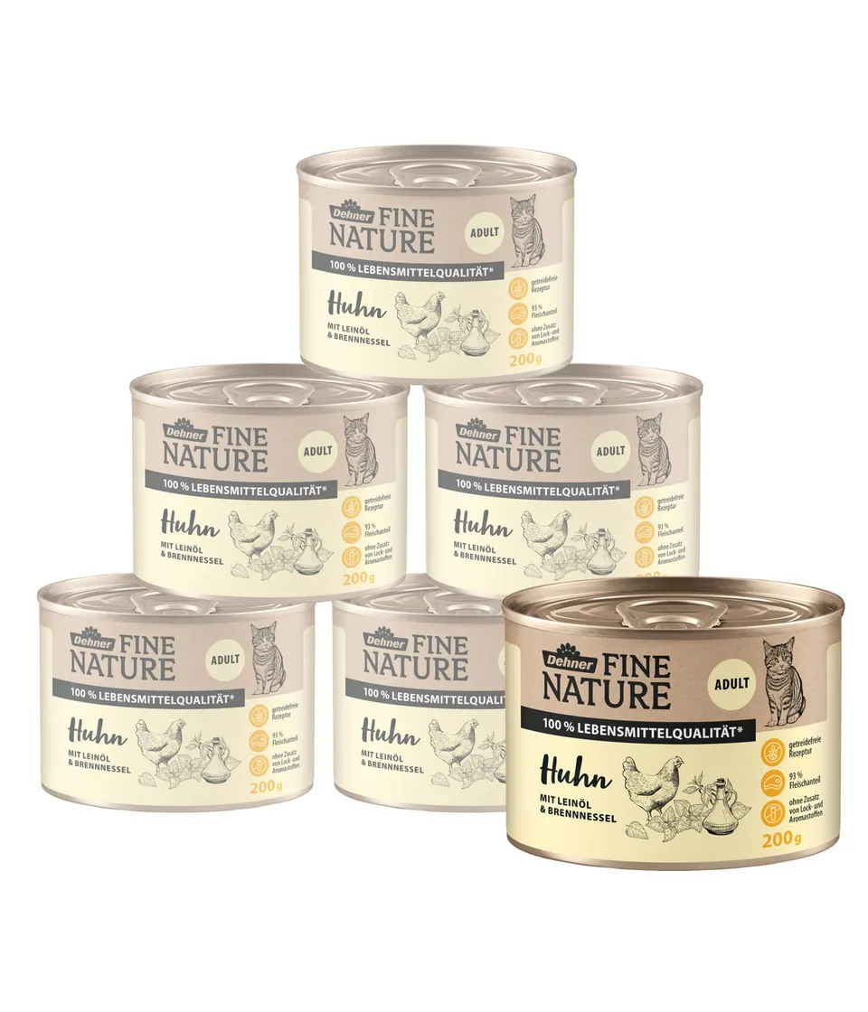 dehner-fine-nature-katzenfutter-huhn-adult-6x200-g-getreidefrei image 1