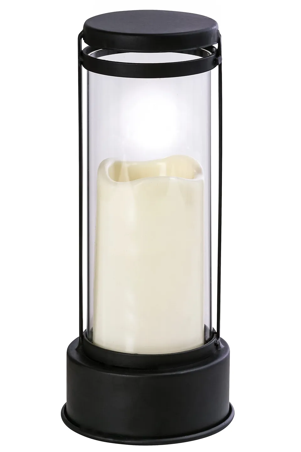 dehner-led-grablaterne-creme-27-cm-eisen-glas-mit-timer image 1