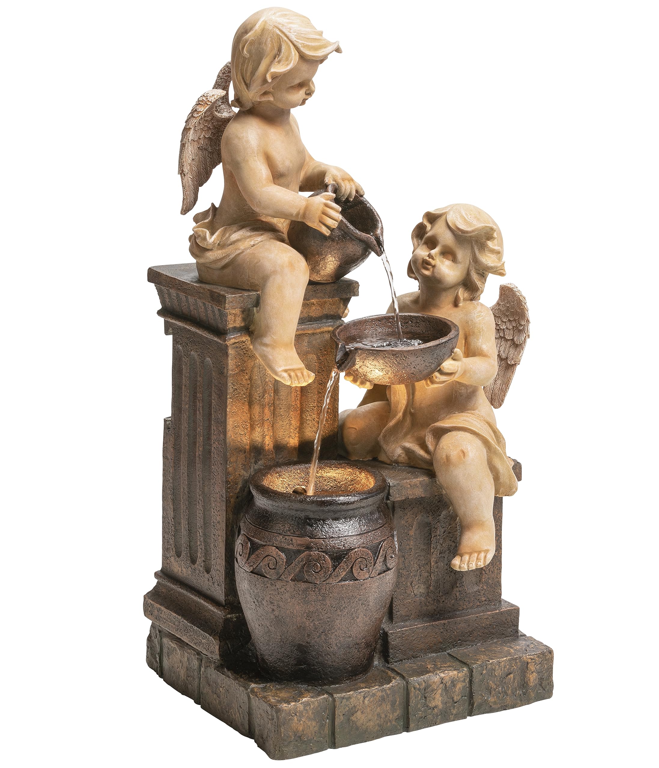 dehner-gartenbrunnen-engel-led-steinoptik-84-5-cm-polyresin image 1