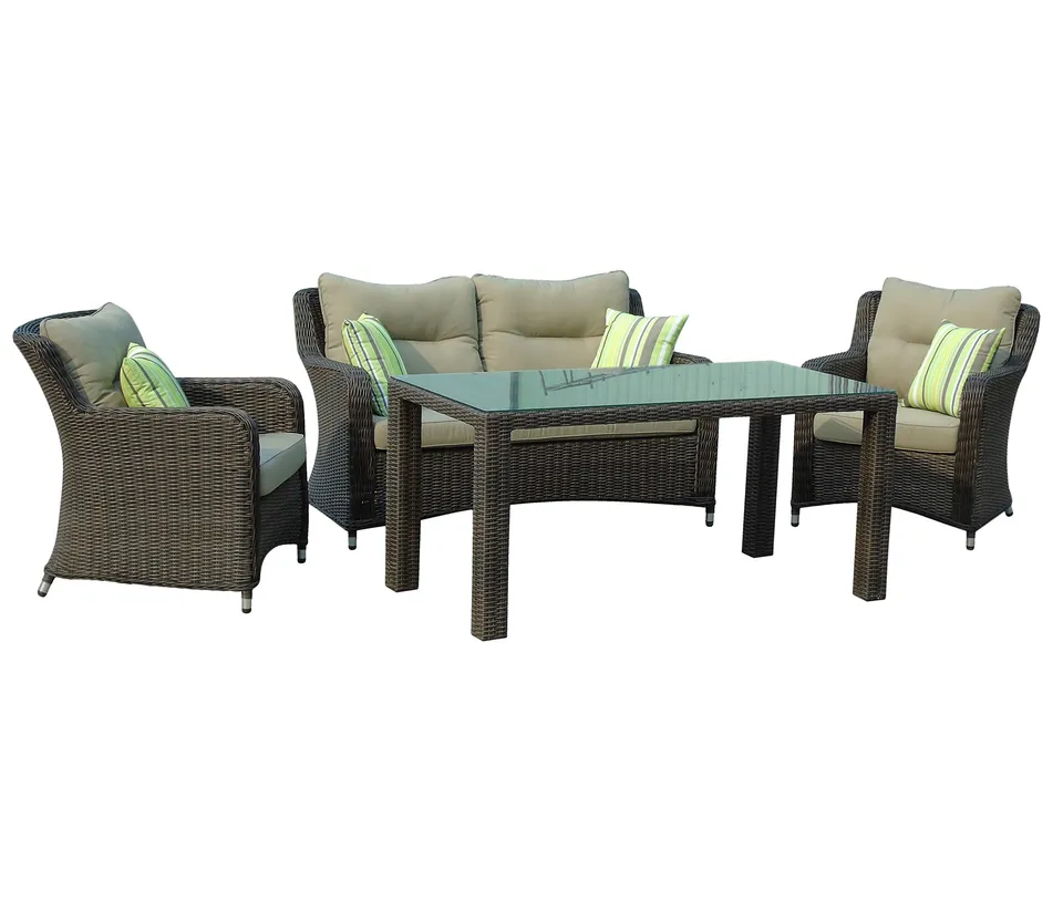 dehner-toska-geflechtlounge-4-teilig-braun-mit-polster image 1
