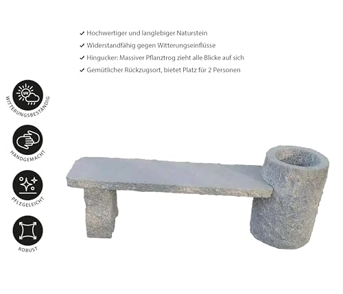 dehner-gartenbank-flora-grau-granit-130-cm-bepflanzbar image 8