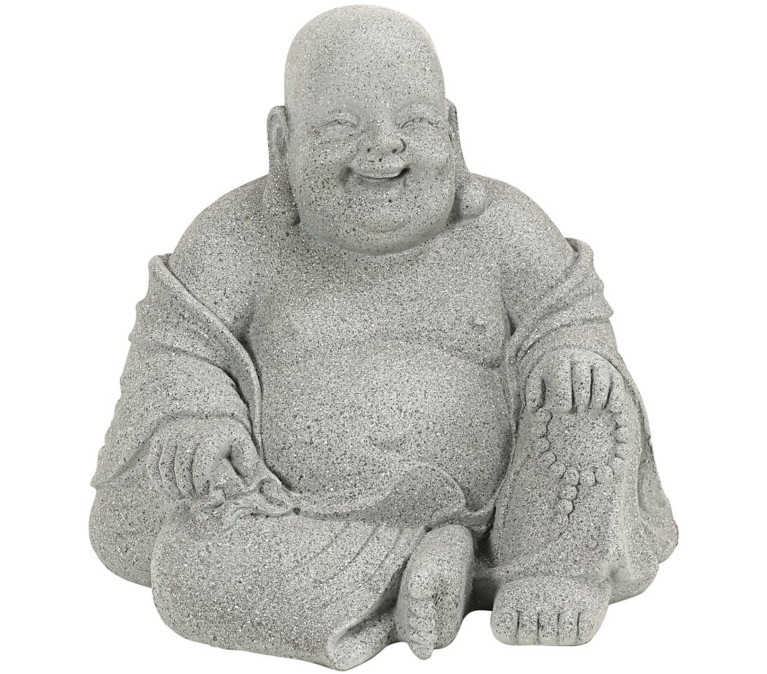 dehner-buddhafigur-sitzend-grau-leichtbeton-gartendeko image 1
