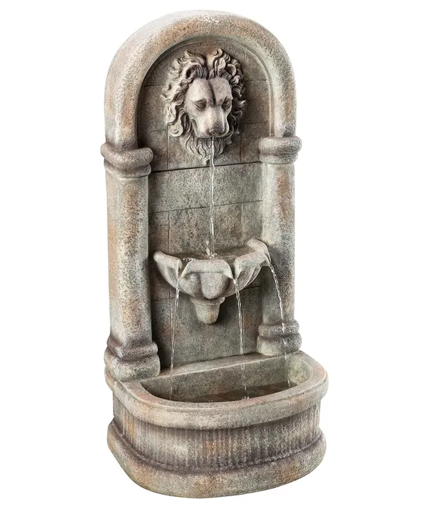 dehner-faro-gartenwandbrunnen-led-polyresin-grau image 1