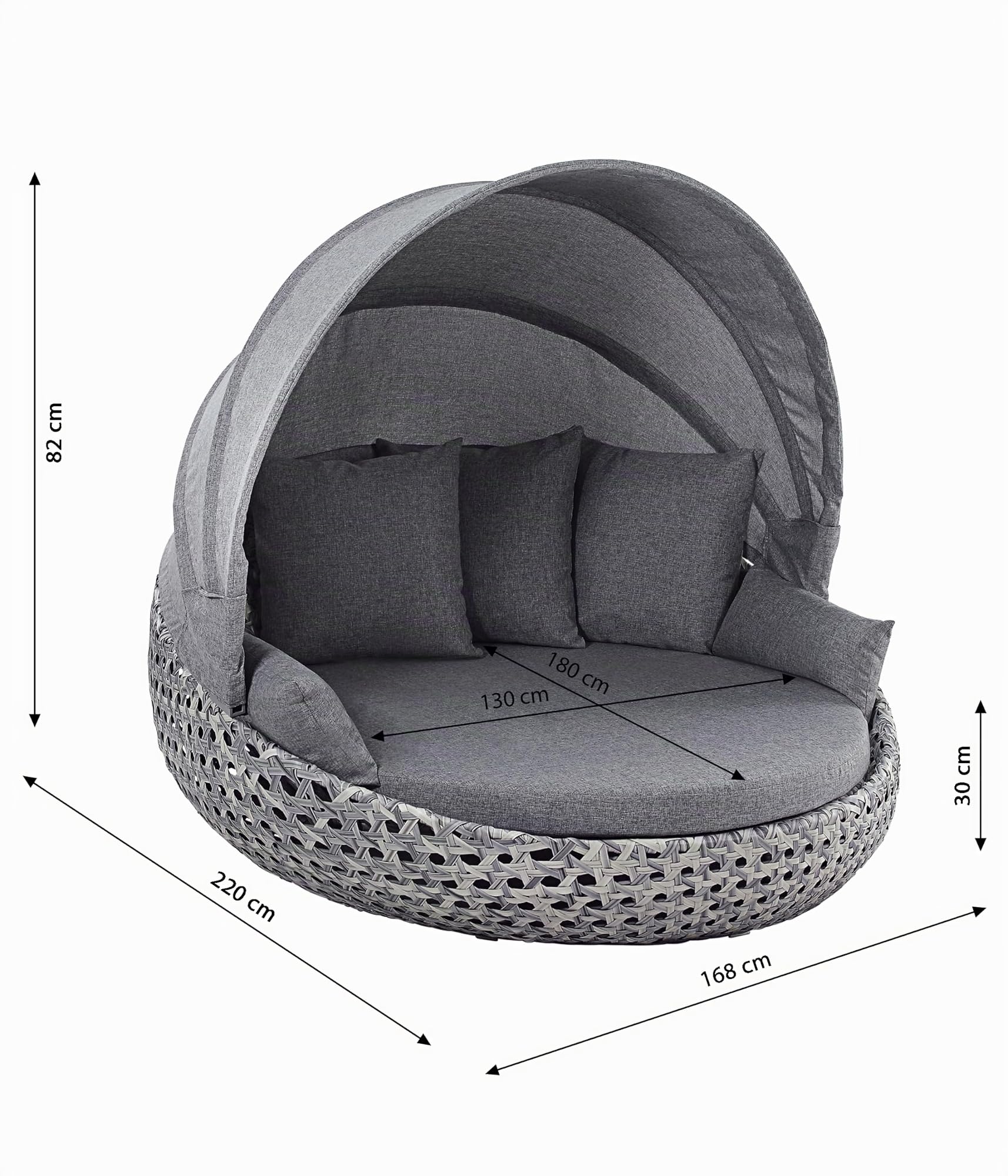 dehner-miami-sunlounger-220cm-grau-wei-mit-faltdach image 3