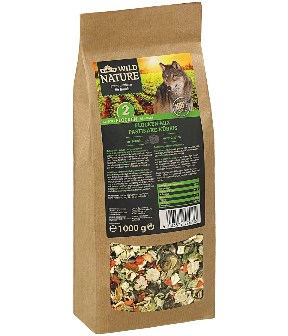 dehner-wild-nature-flocken-mix-hundefutter-1-kg-pastinake-k-rbis image 1