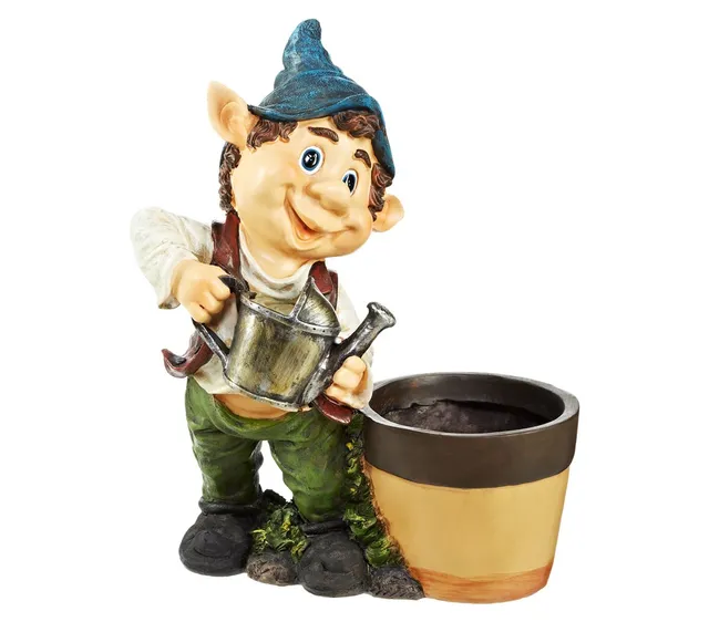 dehner-gartenfigur-m-nnchen-blumentopf-polyresin-bunt image 1