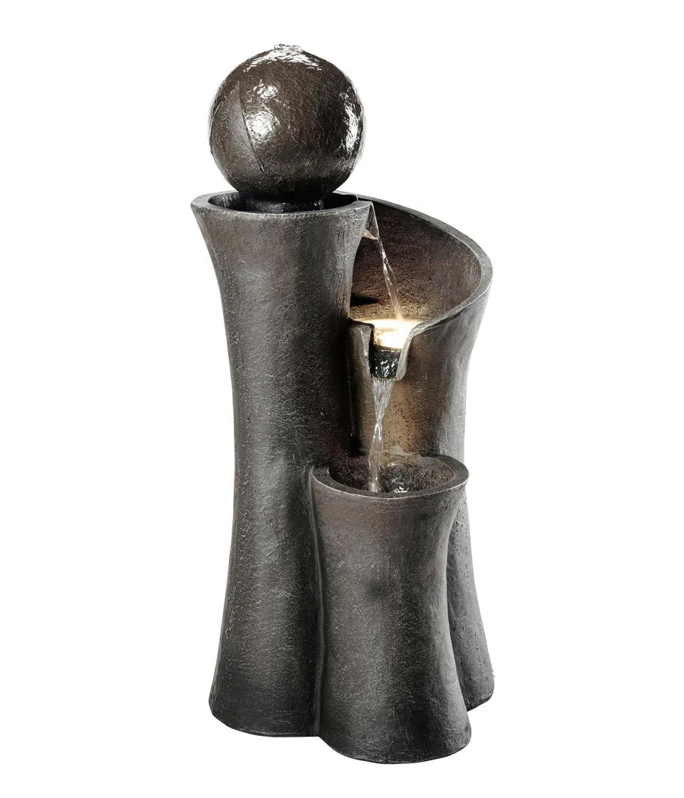 dehner-gartenbrunnen-acapulco-led-polyresin-grau-braun image 1