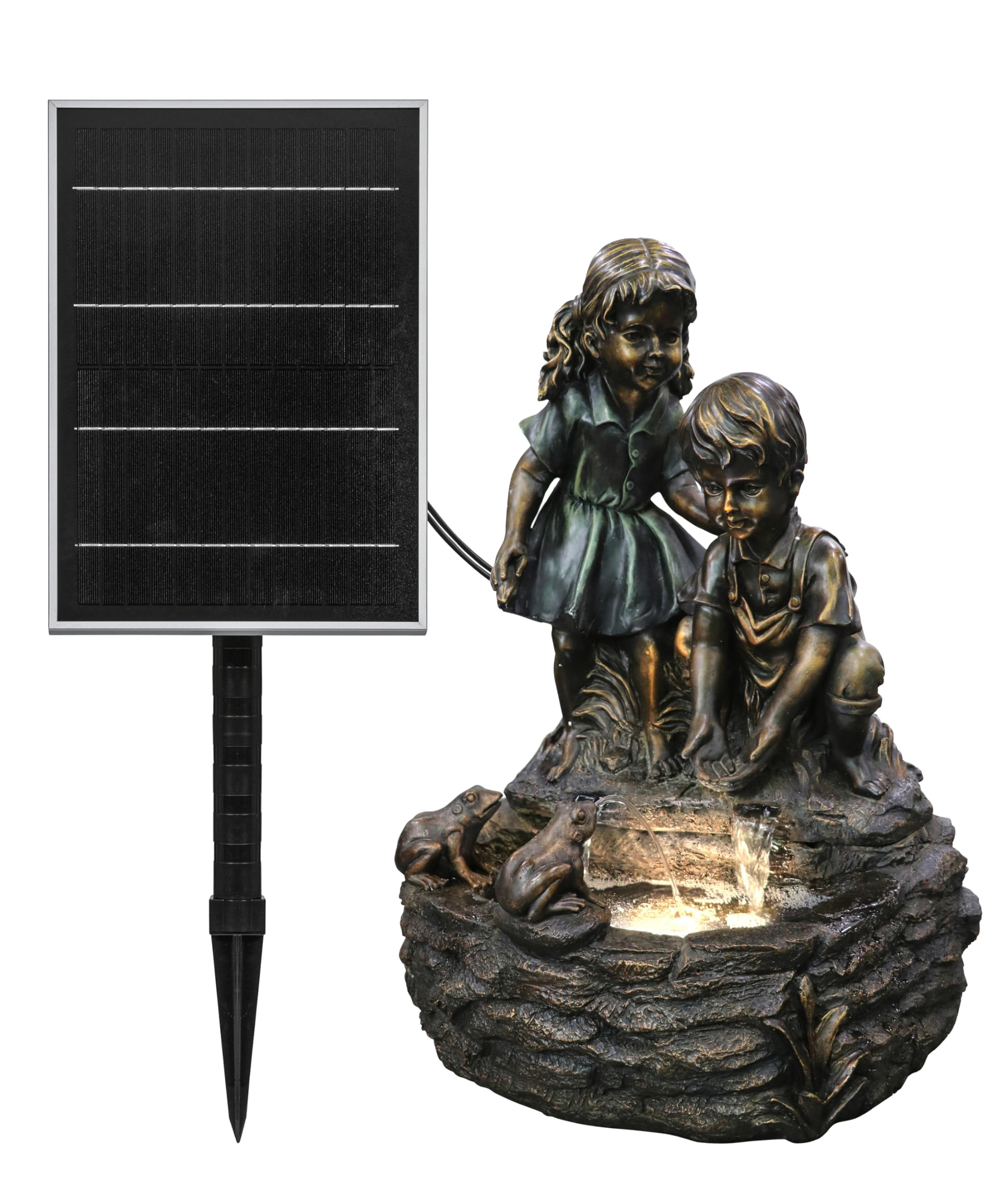 dehner-amici-gartenbrunnen-solar-led-bronze-66x48x39cm image 2