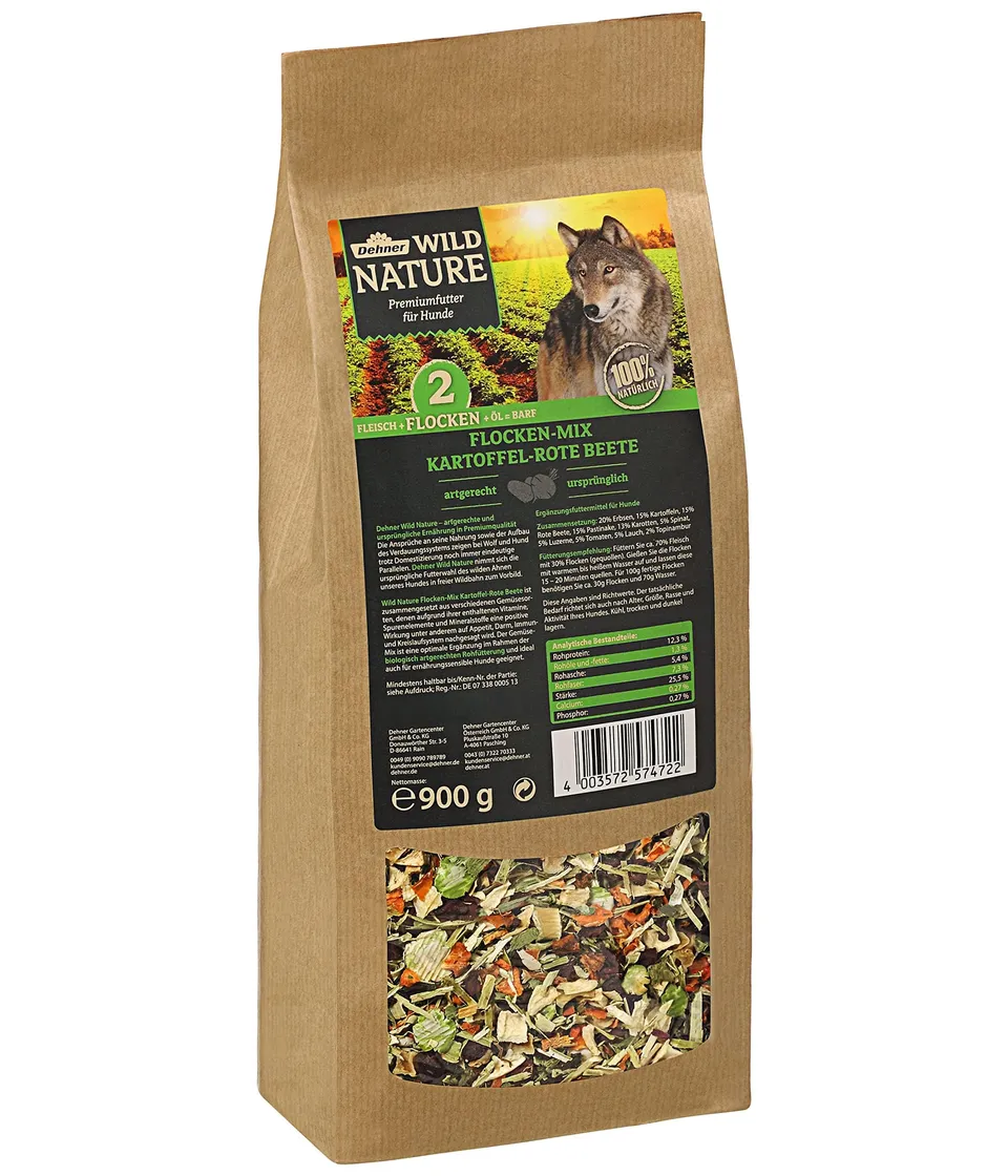 dehner-wild-nature-flocken-mix-hundefutter-900-g-kartoffel-beete image 1