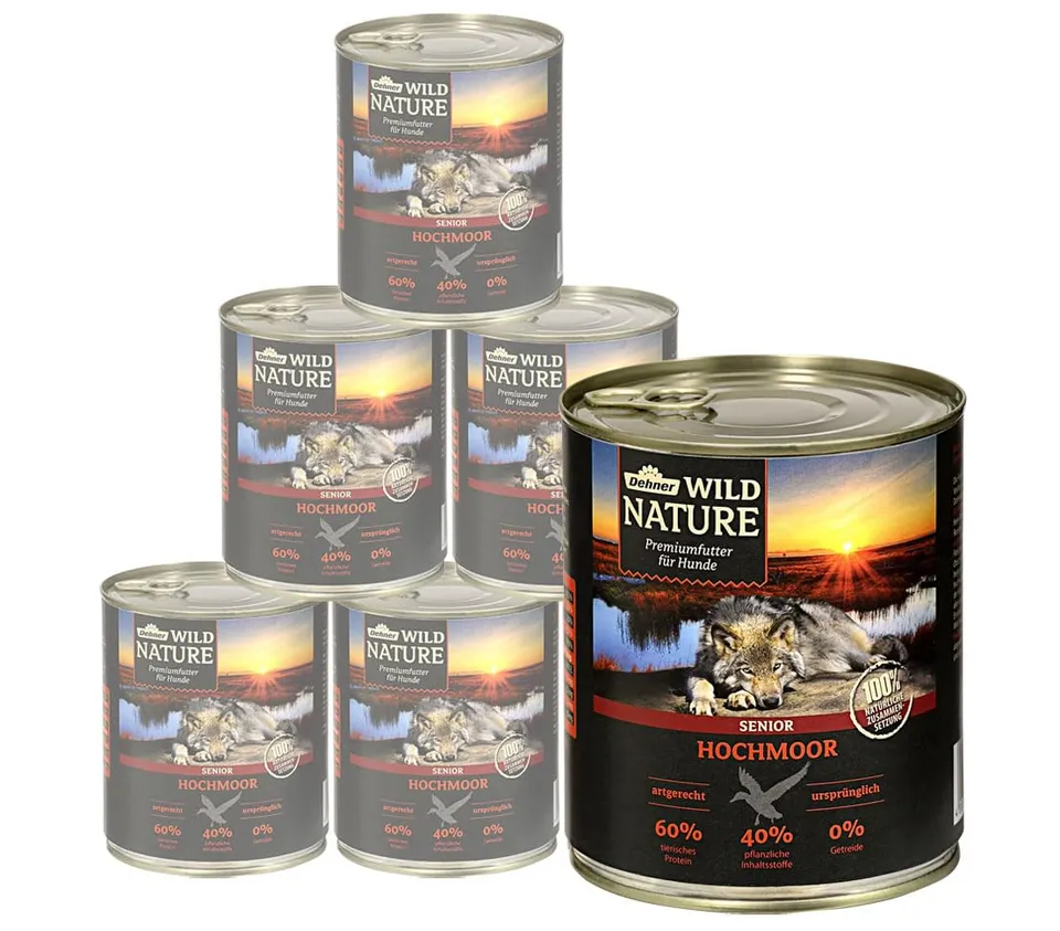 dehner-wild-nature-hochmoor-senior-nassfutter-ente-6x800g image 1