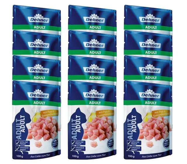dehner-premium-katzenfutter-adult-pute-nassfutter-12x100g image 1