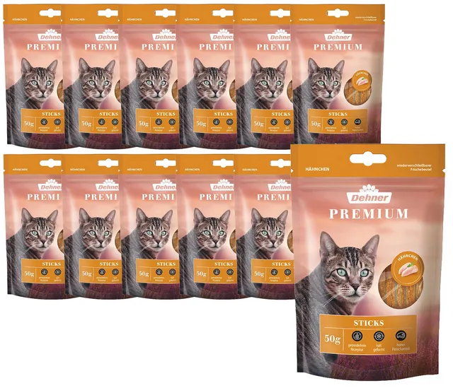 dehner-premium-katzensnack-h-hnchen-sticks-12x50-g image 1
