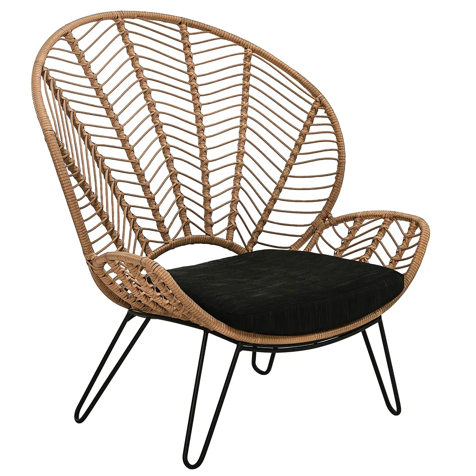 dehner-venezia-geflechtsessel-gartensessel-schwarz-beige-kissen image 1